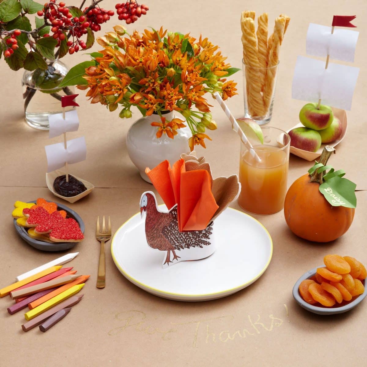 Darcy Miller Designs Thanksgiving Kid’s Table Thanksgiving, Kids Table, Paper Craft, Coloring, Mayflower, Healthy Snacks, Turkey Craft, Apple Craft, Crab Apples
