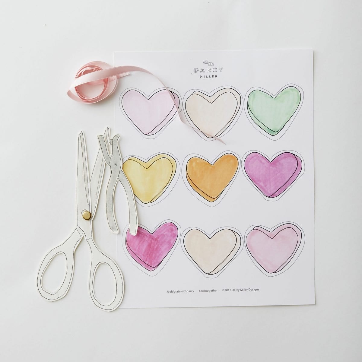Darcy Miller Designs, Valentines, love note, conversation heart, paper heart, candy heart, good morning sweetie, have a good day, easy, Darcy Miller, DIY