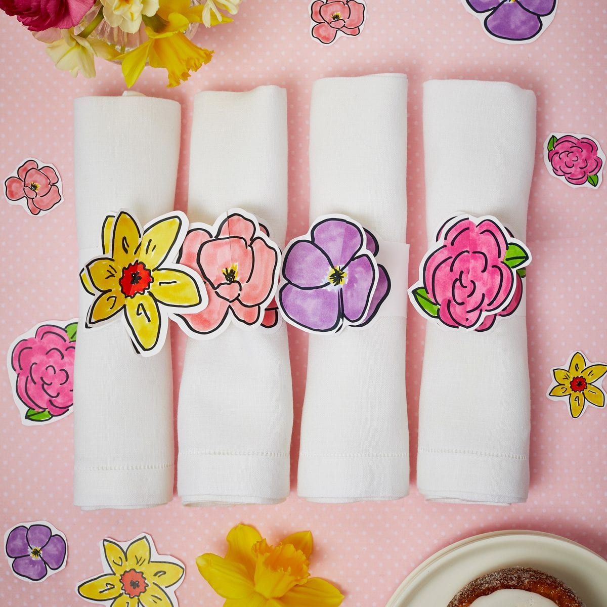 Darcy Miller, Darcy Miller Designs, Flowers, Mothers Day, Napkin Ring, Floral, Pink, Party